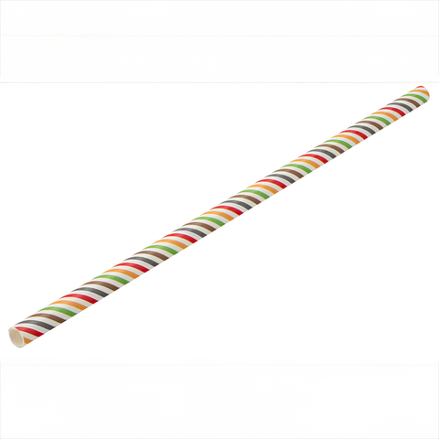 Paper Multi Stripe Straw 8" (20cm) Box of 250