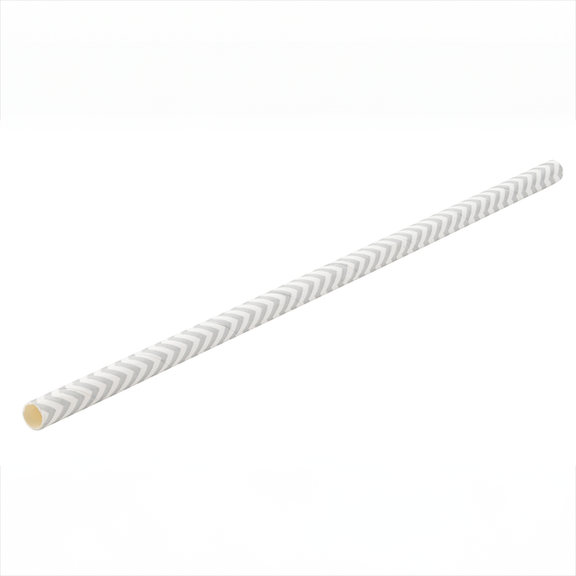 Paper Chevron Matt Silver Straw 8" (20cm)