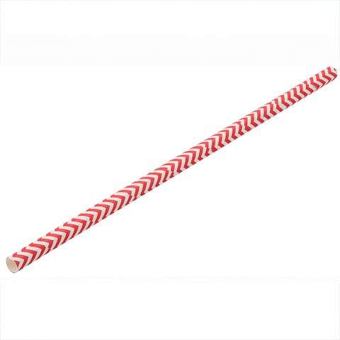 Paper Chevron Red Straw 8" (20cm) Box of 250