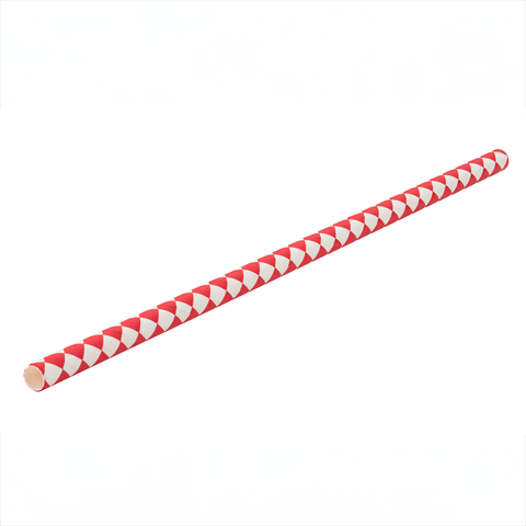 Paper Chequered Red Straw 8" (20cm) Box of 250