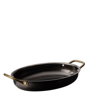 Black Vintage Steel Oval Dish 24.5 x 17.5cm - Pack 6