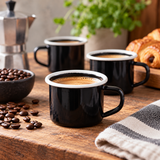 🎁 Enamel Mug Black with White Rim 12cl/4.2oz - Pack 12 (100% off)