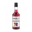 A bottle of Funkin Grenadine Syrup with a label showing the brand, product name, and images of fruits such as strawberries and cherries.