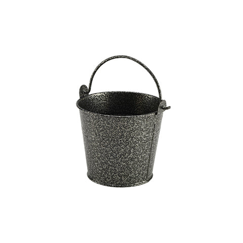 Galvanised Steel Hammered Serving Bucket 10cm Dia Silver