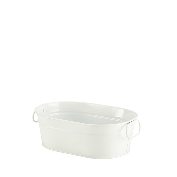 Galvanised Steel Serving Bucket White 23 x 15 x 7cm