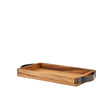 GenWare Acacia Wood Serving Tray with Metal Handles 32.5 x 17.5cm - Pack 1
