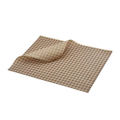 GenWare Greaseproof Paper Brown Gingham Print 25 x 20cm- Pack 1