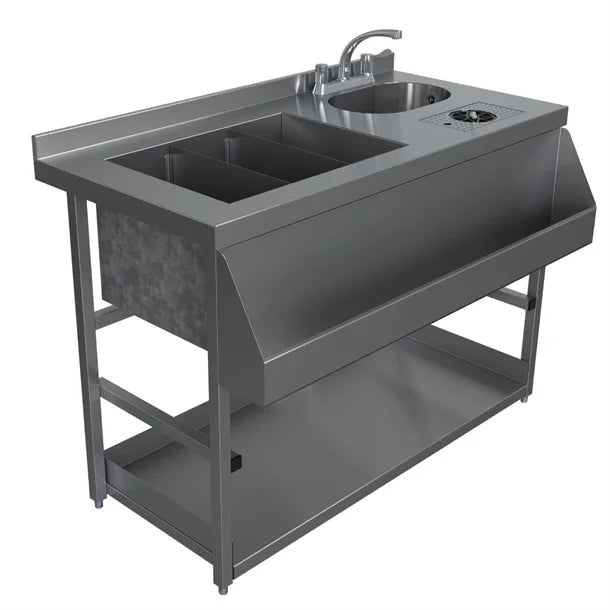 Stainless steel sink with faucet on a white background