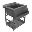 Gray metal workbench with a sink on a white background