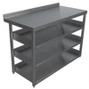 Gray metal workbench with shelves on a white background