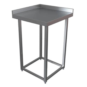 Gray metal side table on a white background