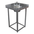 Stainless steel sink on a stand with a white background