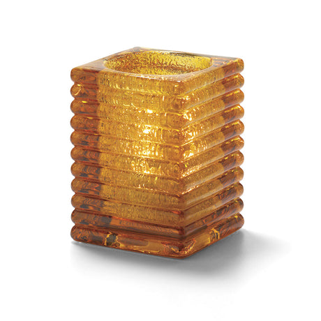 Horizontal Rib Block Amber Jewel Glass Lamp 7.3 x 10.5cm (2 4/5 x 4 1/8") - Pack 6