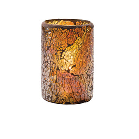 Crackle Gold Glass Cylinder Lamp 8 x 11.4cm (3 1/8 x 4 1/2") - Pack 24