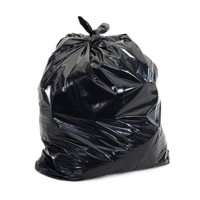 Black trash bag on a white background