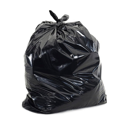 Black trash bag on a white background