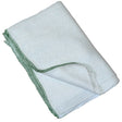 Folded cloth with green trim on a white background