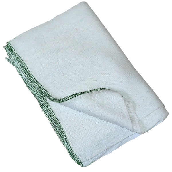 Folded cloth with green trim on a white background