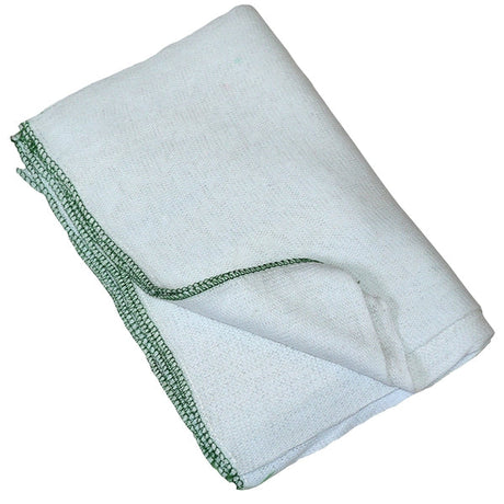 Folded cloth with green trim on a white background