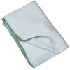 Folded cloth with green trim on a white background