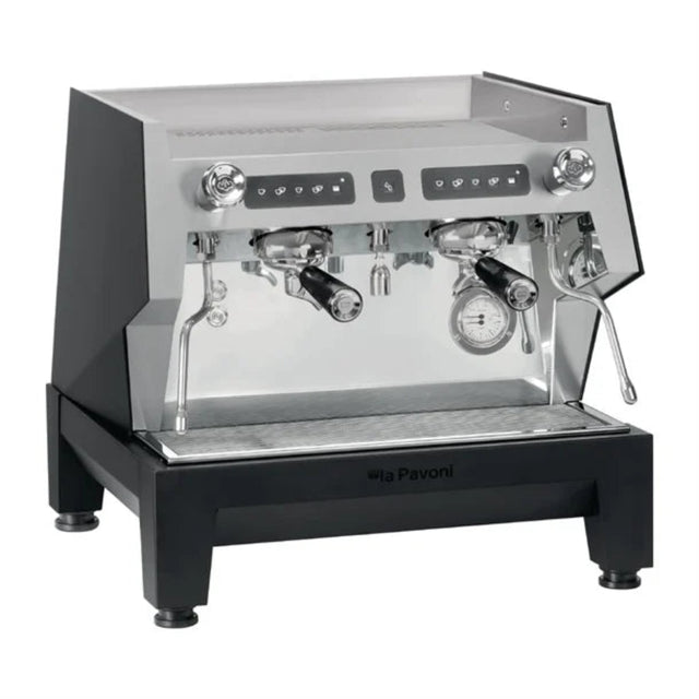 La Pavoni espresso machine on a white background