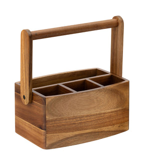 Acacia Straight Sided 4 Compartment Table Caddy - Pack 2