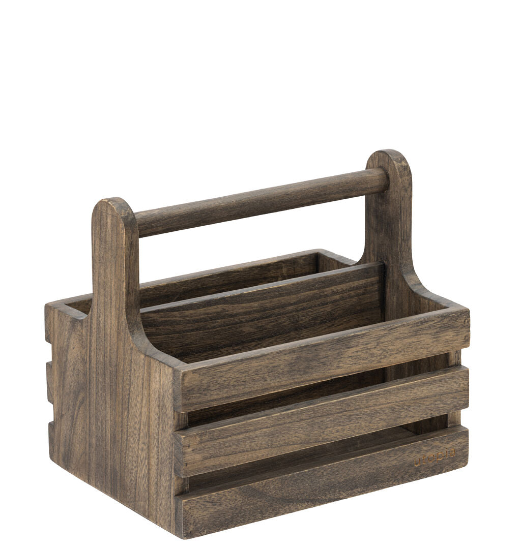 Medium Rustic Wooden Table Caddy - Pack 2