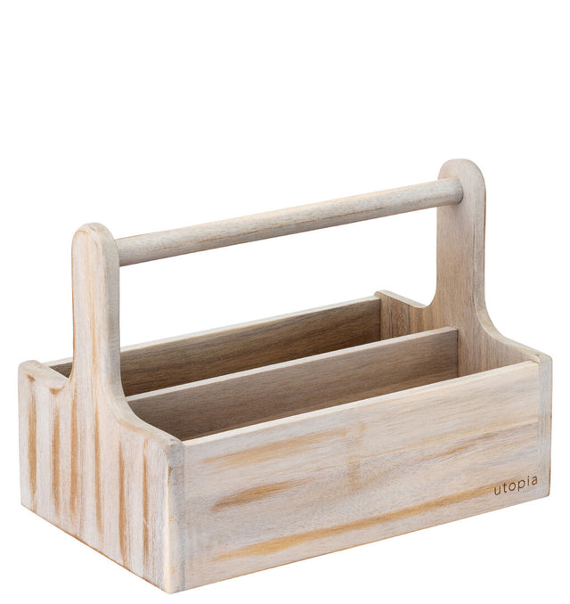 Large White Wooden Table Caddy - Pack 2