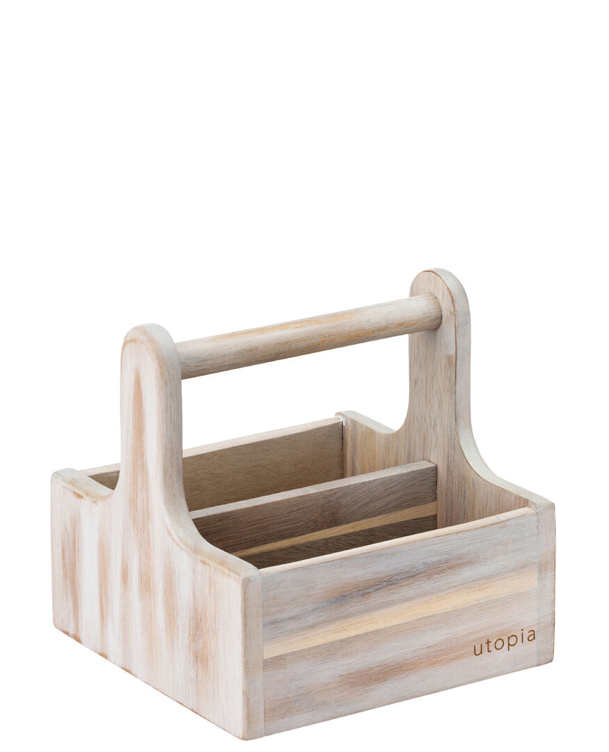 Small White Wooden Table Caddy - Pack 2