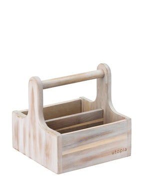 Small White Wooden Table Caddy - Pack 2
