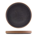 GenWare Kava Black Stoneware Raw Wall Presentation Plate 25cm