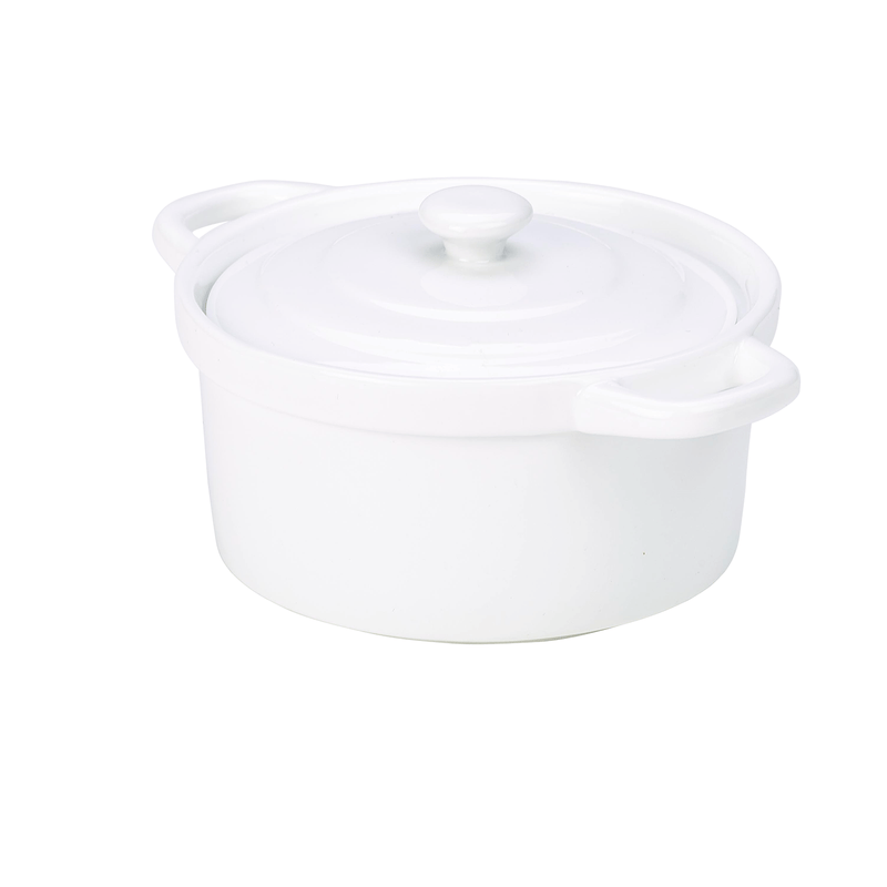 Genware Porcelain Covered Mini Casserole Dish 14cm/5.5