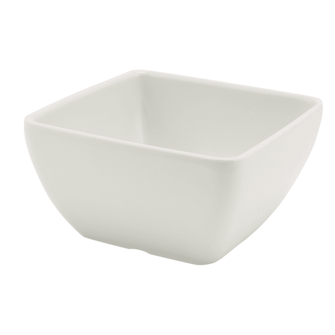 White Melamine Curved Square Bowl 10.5cm