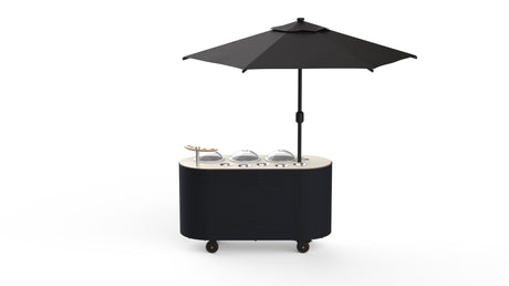 Oval Vanilla & Black Gelato Cart with Umbrella - Pack 1