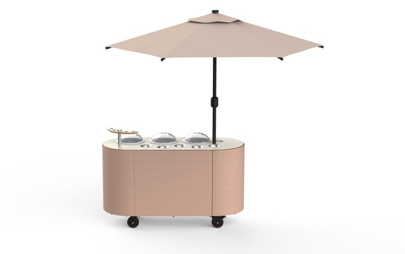 Oval Vanilla & Cream Gelato Cart with Umbrella - Pack 1