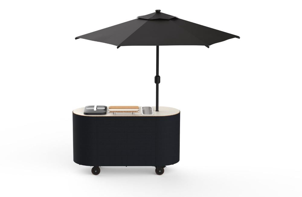 Oval Vanilla & Black Cocktail Cart with Umbrella - Pack 1