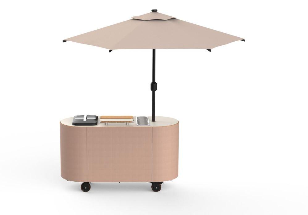 Oval Vanilla & Cream Cocktail Cart with Umbrella - Pack 1