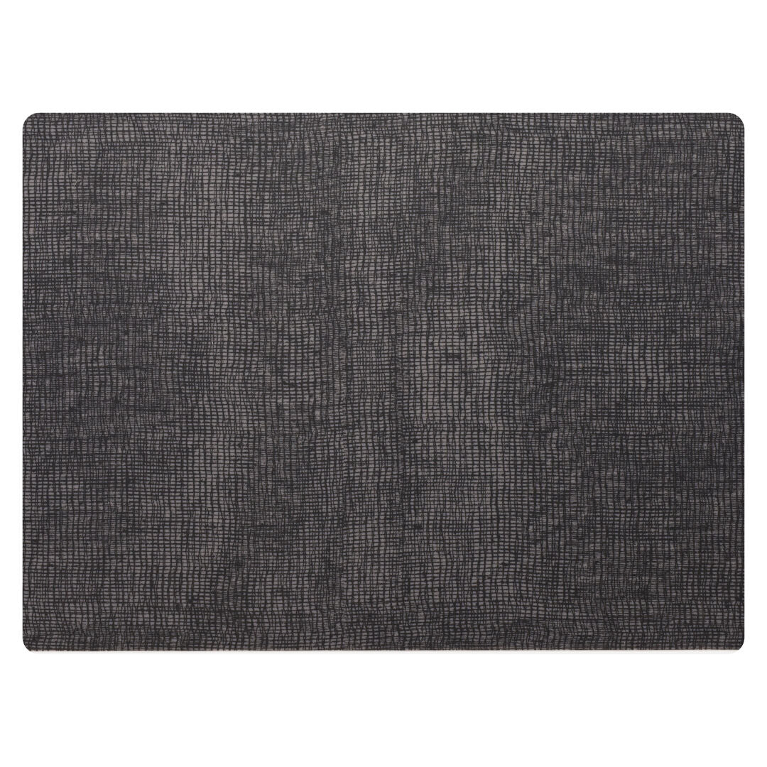 Modern Twist Linen Black Grey Silicone Placemat 30.5 x 40.6cm (12 x 16") - Pack 12