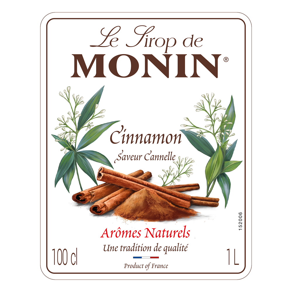 Monin Cinnamon Syrup 1 Ltr label