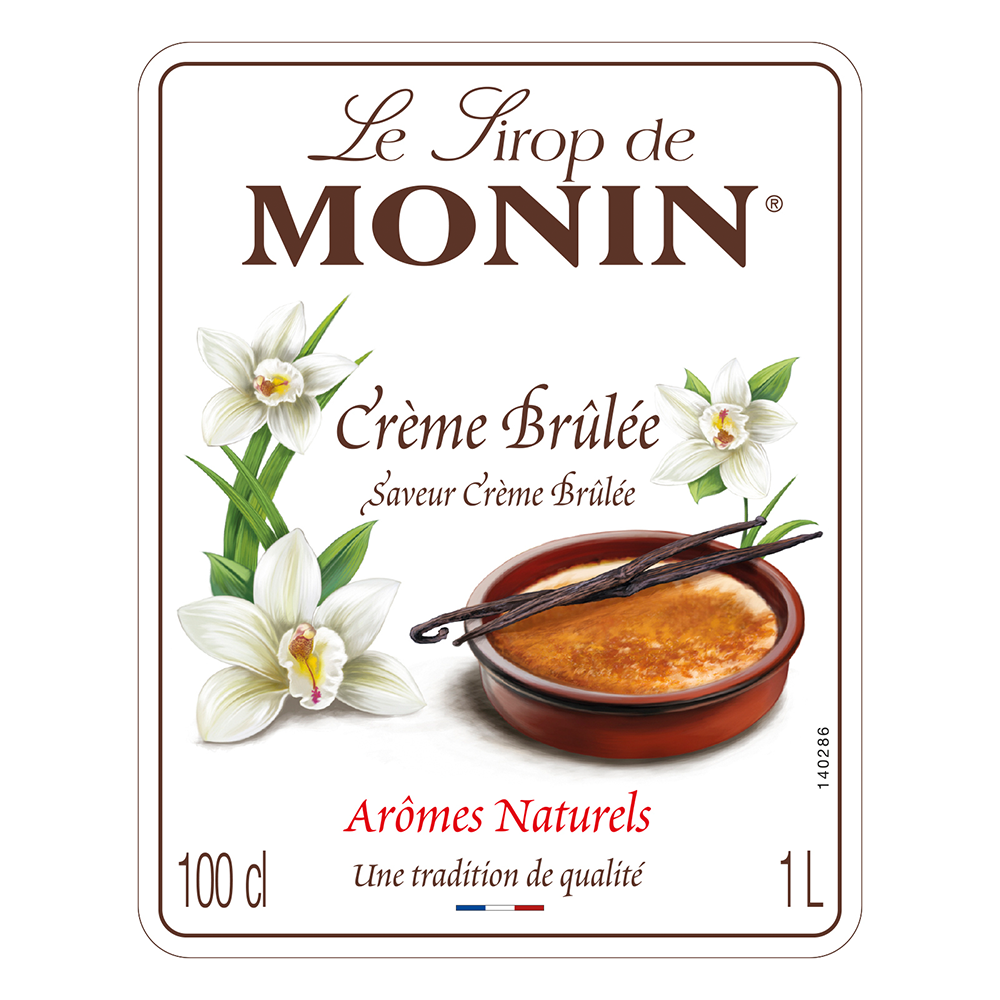 Monin Creme Brulee syrup 1 Ltr label