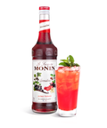 Monin Grenadine Syrup bottle and drink