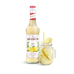 Monin Lemon (Glasco) Syrup bottle and drink