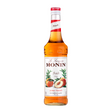Monin Peach syrup bottle on a white background