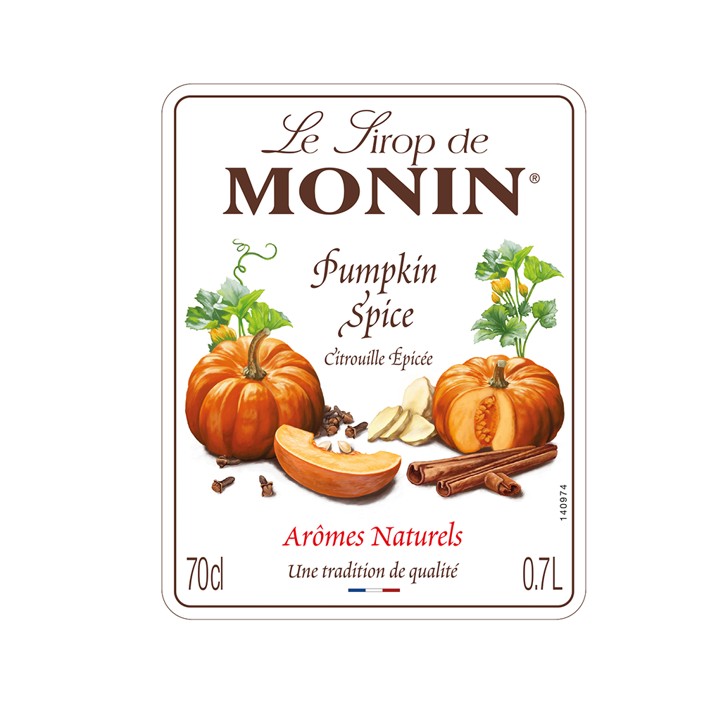 Monin Pumpkin Spice syrup 70cl label