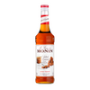 Bottle of Monin Salted Caramel syrup on a white background