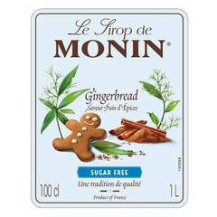 Monin Sugar Free Gingerbread Syrup 1 Ltr label
