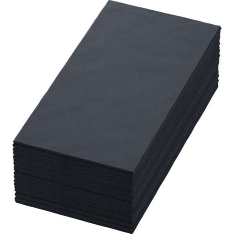Stack of black napkins on a white background