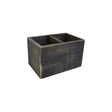 Dark wooden condiment holder on a white background