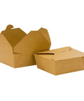 Two brown paper food containers on a white background
