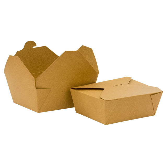 Two brown paper food containers on a white background